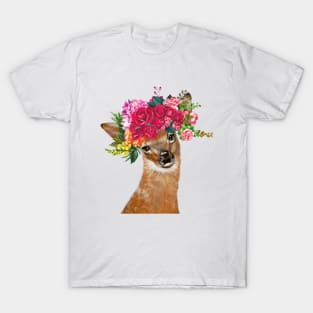 Flower Crown Baby Deer T-Shirt